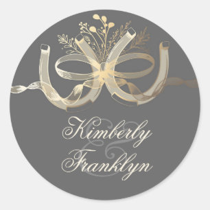 Gold Rustic Horseshoes Country Wedding Classic Round Sticker