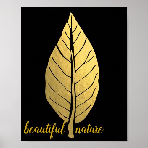 Gold Rustic leaf Nature Love Art Paint Poster