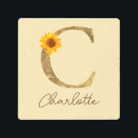 Gold Rustic Sunflower Letter C Monogram Initial Metal Print<br><div class="desc">Looking for a personalized and stylish addition to your collection? Look no further than our Gold Rustic Watercolor Sunflower Letter Monogram design, exclusively available on Zazzle! Featuring elegant watercolor rustic letters in a beautiful dark gold shade and adorned with a stunning yellow sunflower, this monogram design is the perfect way...</div>