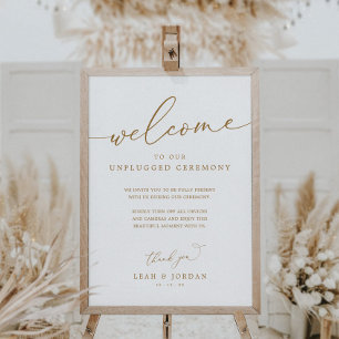 Gold Rustic Unplugged Wedding Ceremony Sign