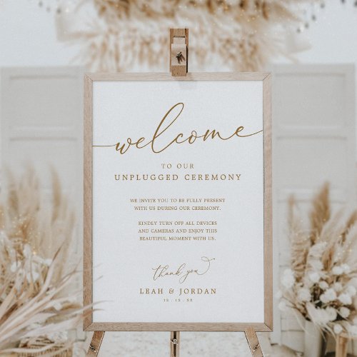 Gold Rustic Unplugged Wedding Ceremony Sign