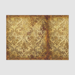 Gold,rustic,vintage,antique,damask,elegant,chic, Tissue Paper