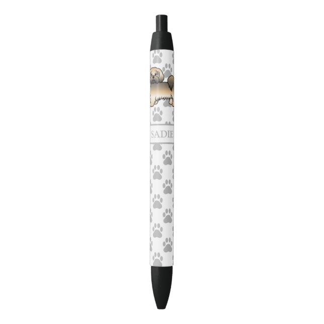 Gold Sable Lhasa Apso Cartoon Dog & Name Pen (Front Vertical)