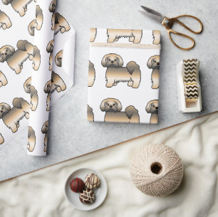Gold Sable Lhasa Apso Cartoon Dog Pattern Wrapping Paper