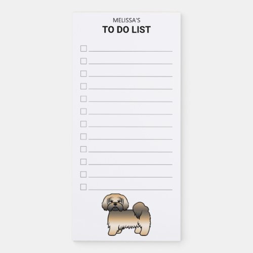 Gold Sable Lhasa Apso Cartoon Dog To Do List Magnetic Notepad
