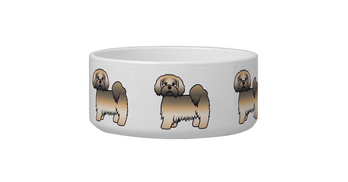 Gold Sable Lhasa Apso Cute Cartoon Dog Bowl | Zazzle