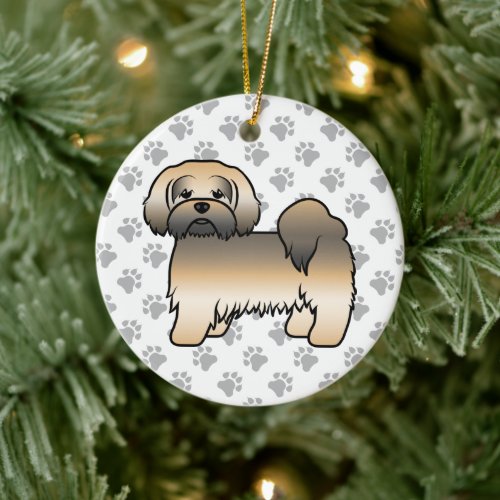 Gold Sable Lhasa Apso Cute Cartoon Dog Ceramic Ornament