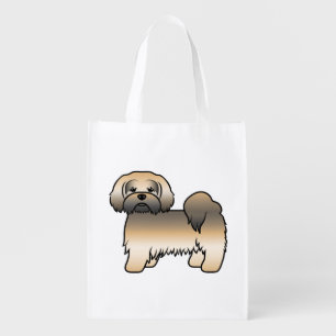 Gold Sable Lhasa Apso Cute Cartoon Dog Grocery Bag