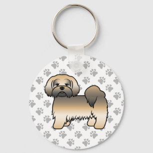 Gold Sable Lhasa Apso Cute Cartoon Dog Keychain