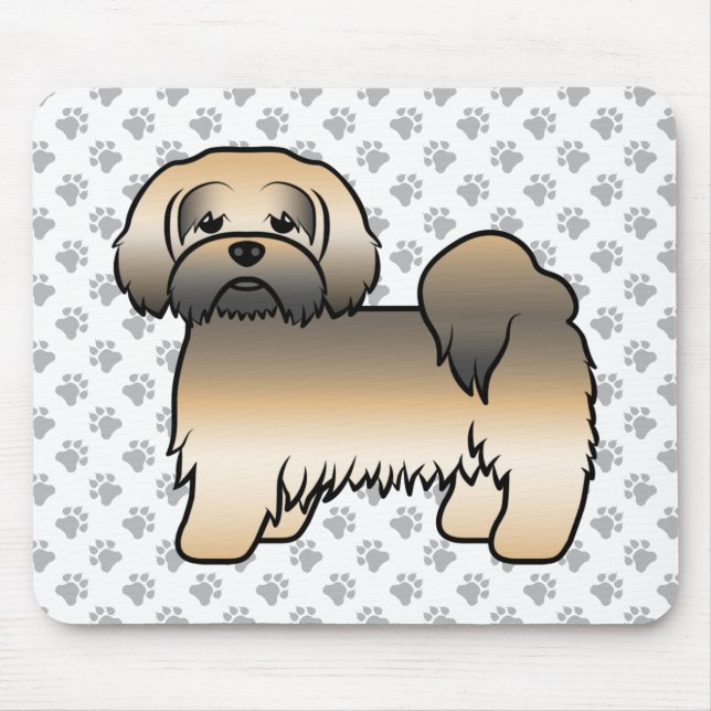 Gold Sable Lhasa Apso Cute Cartoon Dog Mouse Pad (Front)