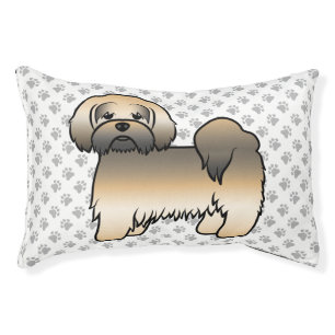 Gold Sable Lhasa Apso Cute Cartoon Dog Pet Bed