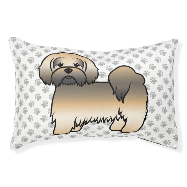 Gold Sable Lhasa Apso Cute Cartoon Dog Pet Bed (Front)
