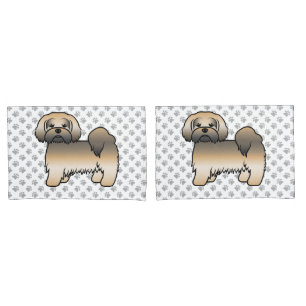 Gold Sable Lhasa Apso Cute Cartoon Dog Pillow Case