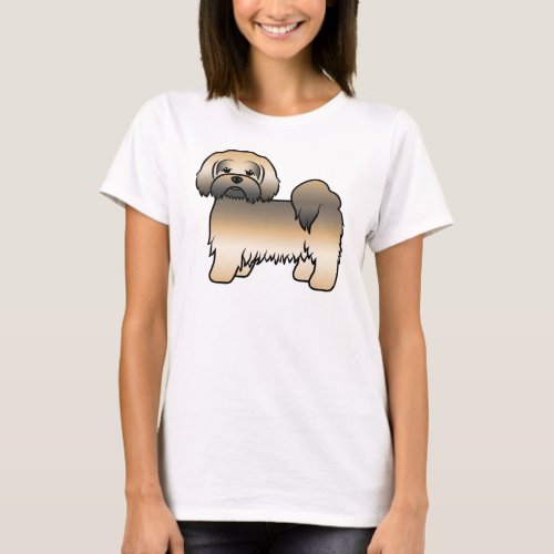 Gold Sable Lhasa Apso Cute Cartoon Dog T_Shirt