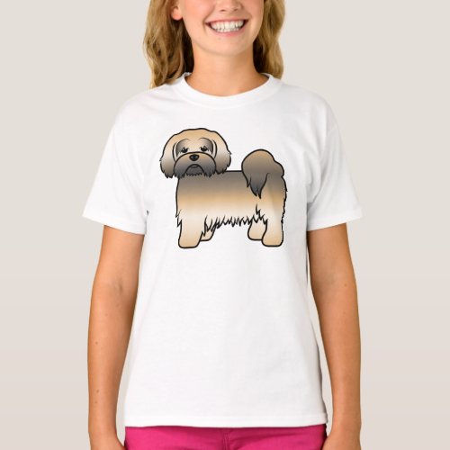 Gold Sable Lhasa Apso Cute Cartoon Dog T_Shirt