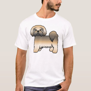 Gold Sable Lhasa Apso Cute Cartoon Dog T-Shirt