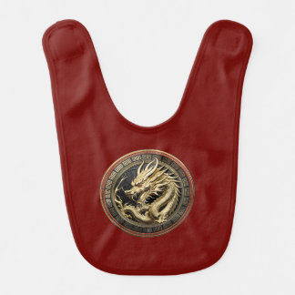 Gold Sacred Eastern Dragon Medallion Baby Bib