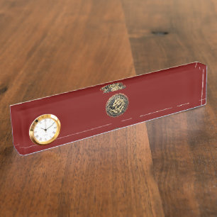 Gold Sacred Eastern Dragon Medallion Desk Name Plate