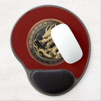 Gold Sacred Eastern Dragon Medallion Gel Mouse Pad