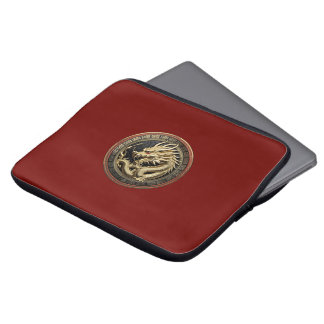 Gold Sacred Eastern Dragon Medallion Laptop Sleeve