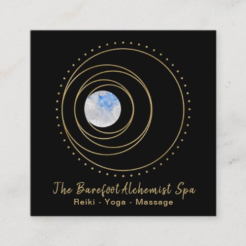  Gold Sacred Geometry Luna Lunar Moon Boho Square Business Card