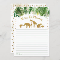 Gold Safari Animal Baby Shower Advice Card