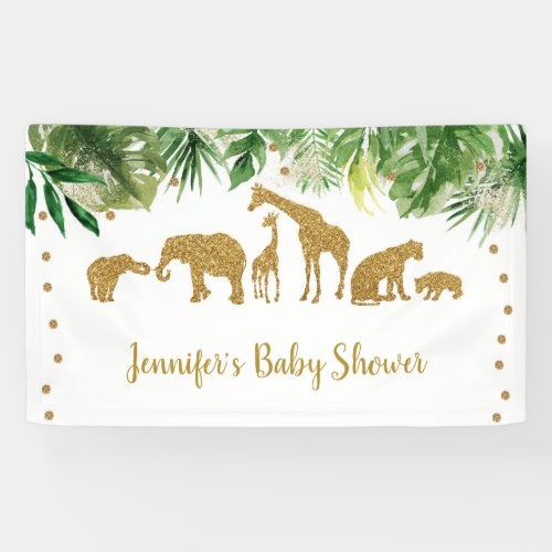 Gold Safari Animal Baby Shower Banner