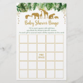 Gold Safari Animal Baby Shower Bingo Game (Front)