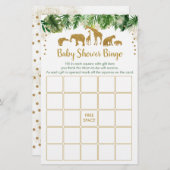 Gold Safari Animal Baby Shower Bingo Game (Front/Back)