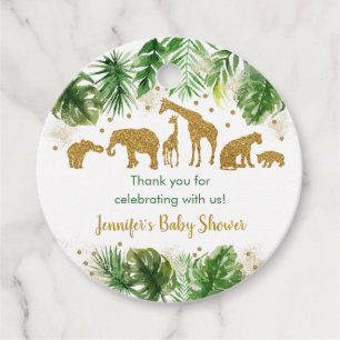 Gold Safari Animal Baby Shower Favor Tags