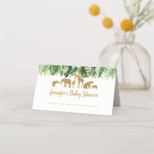 Gold Safari Animal Baby Shower Place Card