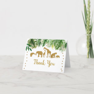 Gold Safari Animal Baby Shower Thank You Card