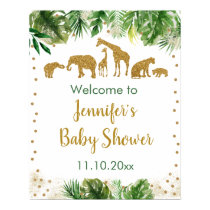 Gold Safari Animal Baby Shower Welcome Poster