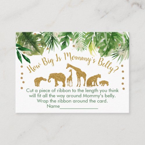 Gold Safari Animal How Big Is Mommys Belly Game Place Card