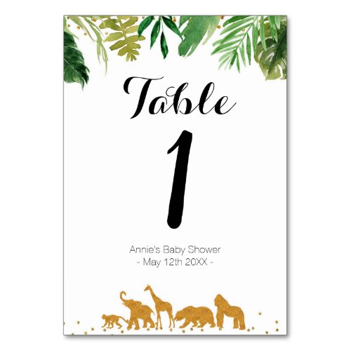 Gold safari animal Modern Table Number