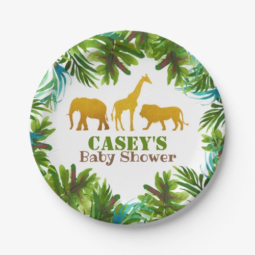 Gold Safari Animal Paper Plate _ Custom