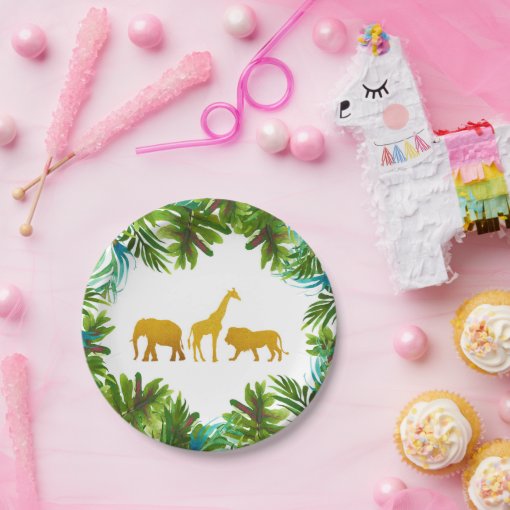 Gold Safari Animal Party Plate Zazzle