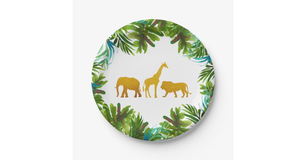 Gold Safari Animal Party Plate