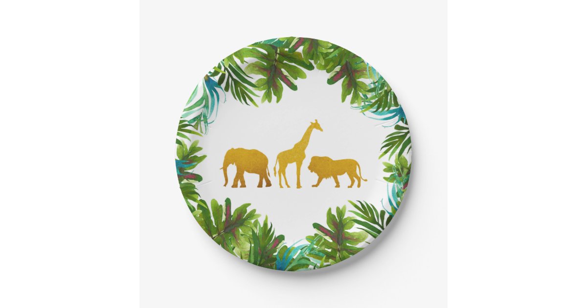 gold safari animal party plate zazzlecom