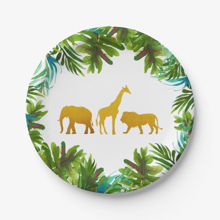Gold Safari Animal Party Plate Zazzle