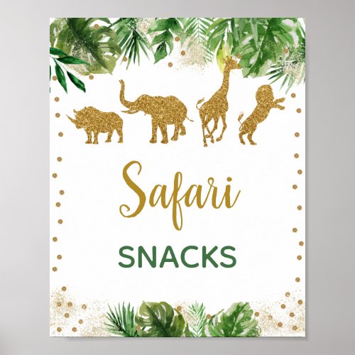 Gold Safari Animal Safari Snacks Sign