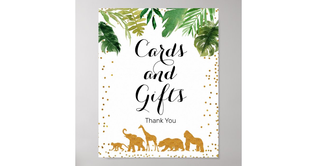 Gold safari animal Watercolor Cards and Gifts Sign | Zazzle