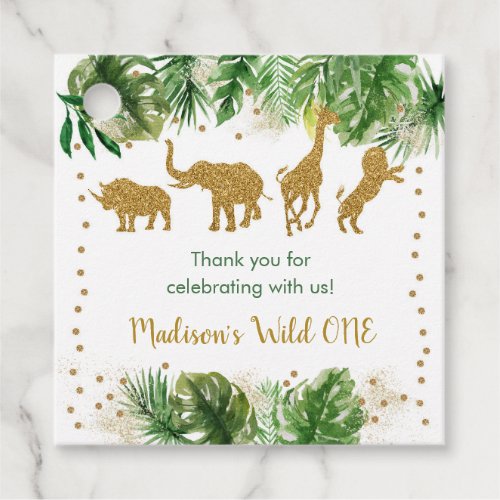 Gold Safari Animal Wild ONE Birthday Favor Tags