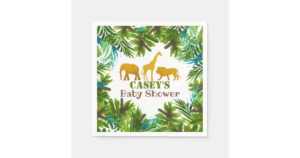 Gold Safari Animals Baby Shower Napkin Custom Zazzle