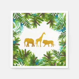 Gold Safari Animals Party Napkin