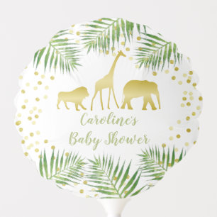 Gold Safari Animals Tropical Baby Shower Balloon