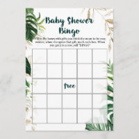 Gold Safari Baby Shower Bingo Game Invitation