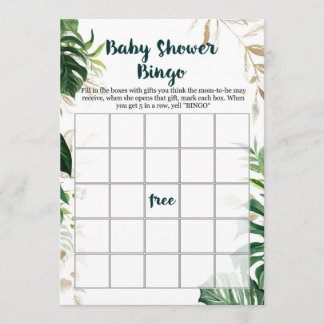 Gold Safari Baby Shower Bingo Game Invitation
