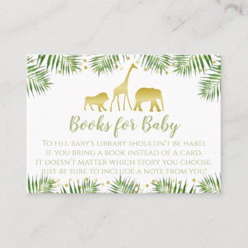 Gold Safari Baby Shower Bring a Book for Baby Card
