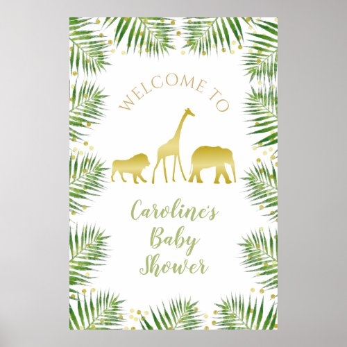 Gold Safari Baby Shower Decor Large Welcome Sign